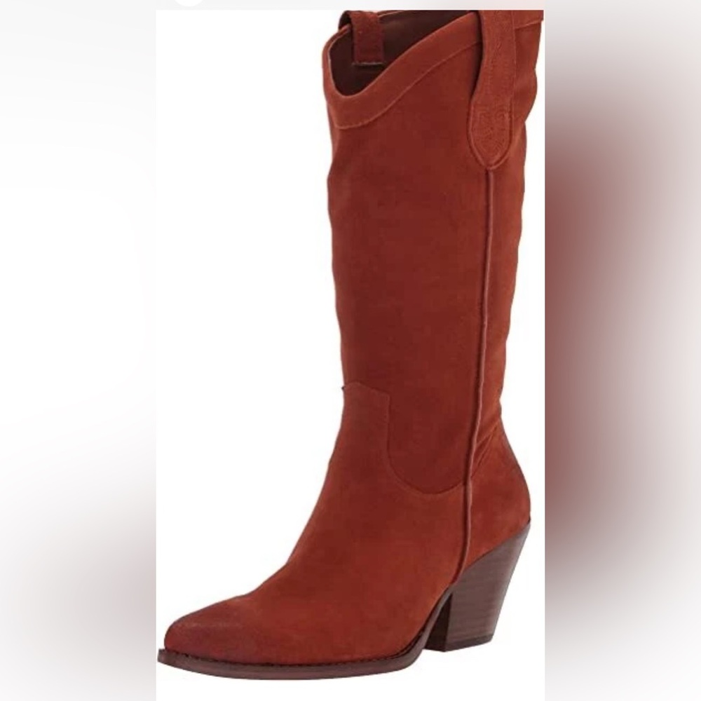 Sam Edelman suede leather Jamie Mesa Rust Pointed Toe Western Boots 9 Nwb